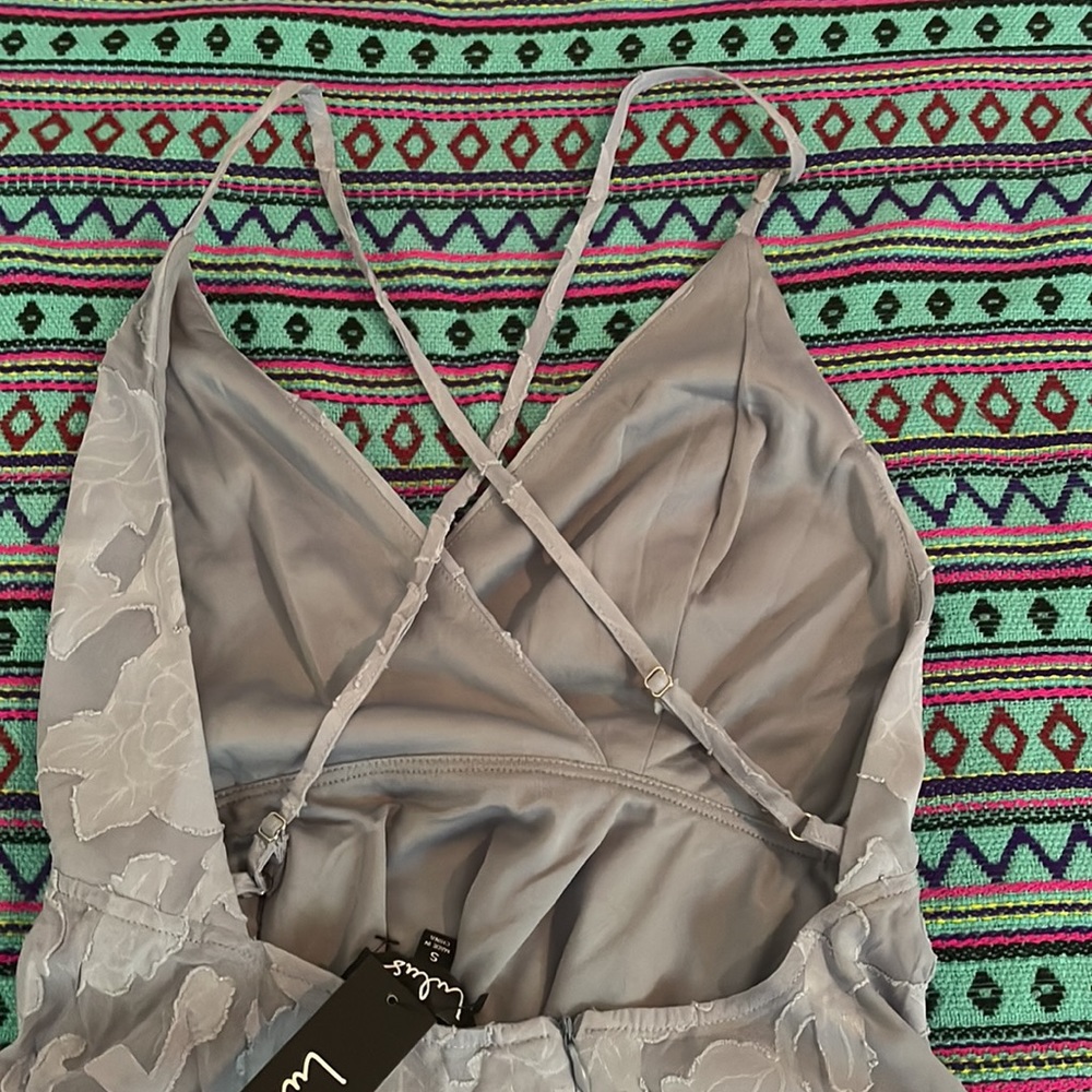 Lulus Dusty Blue Burnout Skater Dress 🤍 BNWT - Picture 7 of 10